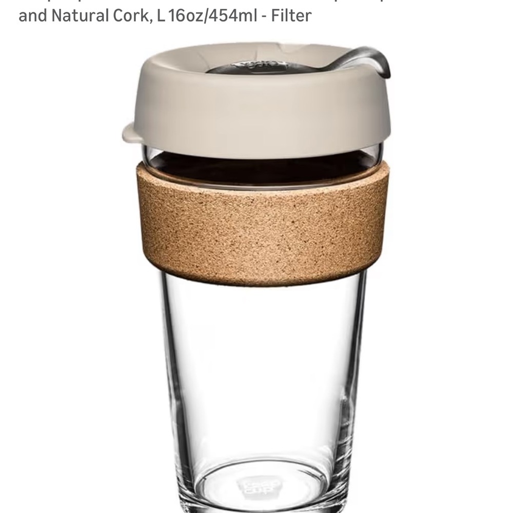 Keep Cup Reusable Glass Coffee Cup with Cork Band